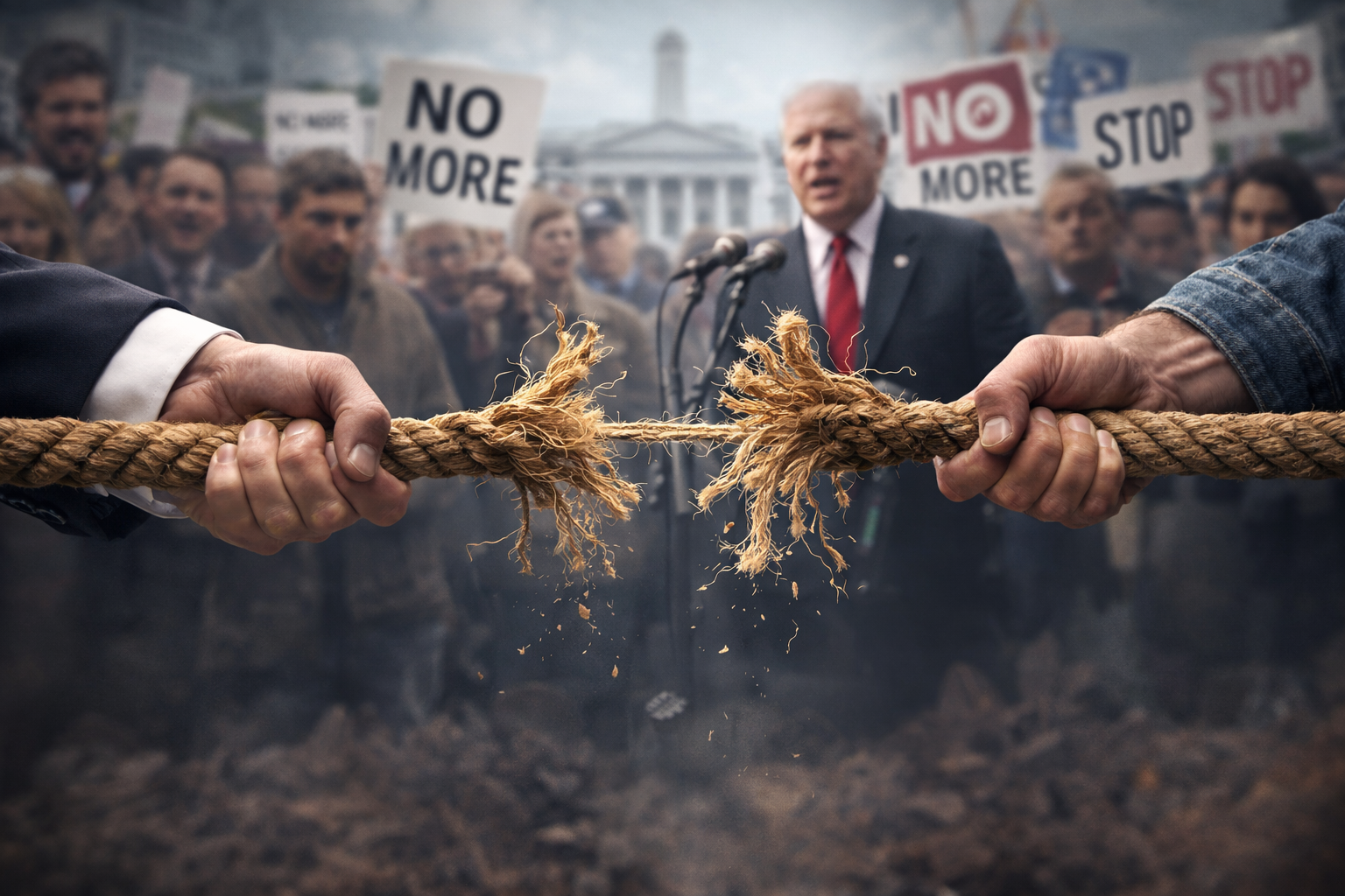 The conflict between business sustainability and political backlash.