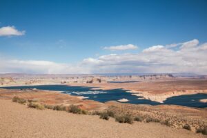 Lake Powell and Glen Canyon Dam highlighting restoring the Colorado River strategy