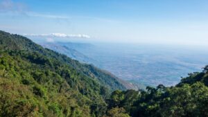“Satellite view of the East African Rift showing tectonic plates separating as Africa splits to form a sixth ocean”
