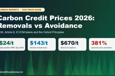 Carbon credit prices 2026: ARR $24/t, biochar $143/t, direct air capture $670/t and a 381% removal premium
